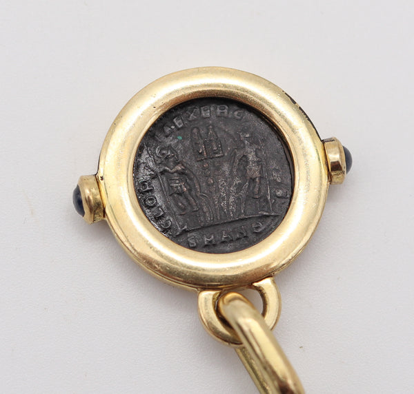 ROMAN EMPIRE 300 AD Emperor Constantine Coin Pendant In 18Kt Gold And Sapphires