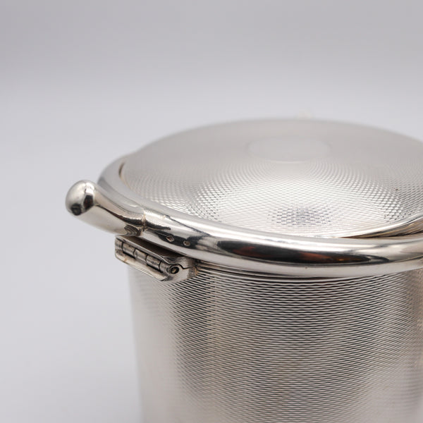 HERMES PARIS 1935 Art-Deco Round Box And Trays Desk Set In .950 Sterling Silver