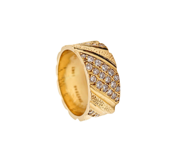 -Van Cleef & Arpels 1970 Band Ring In 18Kt Yellow Gold With VVS Diamonds