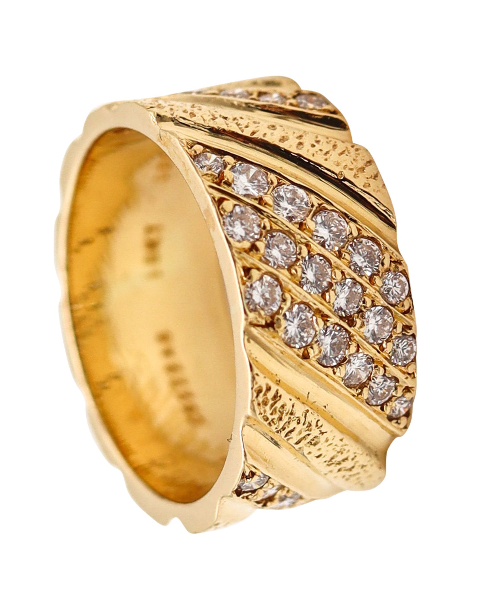 -Van Cleef & Arpels 1970 Band Ring In 18Kt Yellow Gold With VVS Diamonds