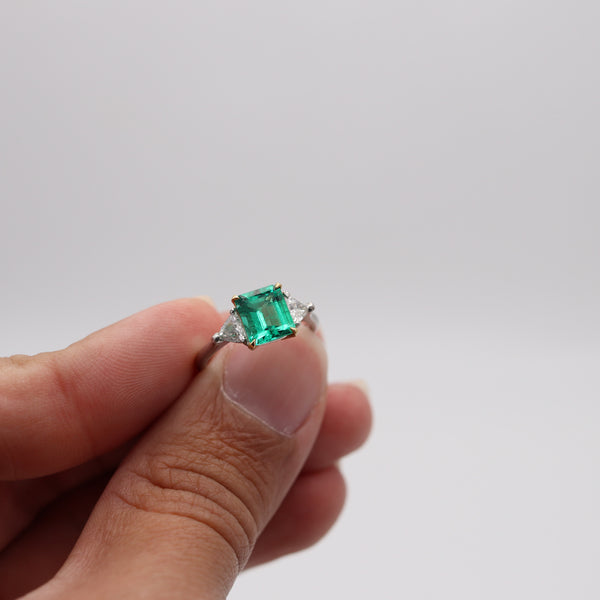 TIFFANY & CO. Ring In Platinum And 18Kt Gold With 2.13 Ctw Emerald & Diamonds