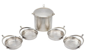 HERMES PARIS 1935 Art-Deco Round Box And Trays Desk Set In .950 Sterling Silver