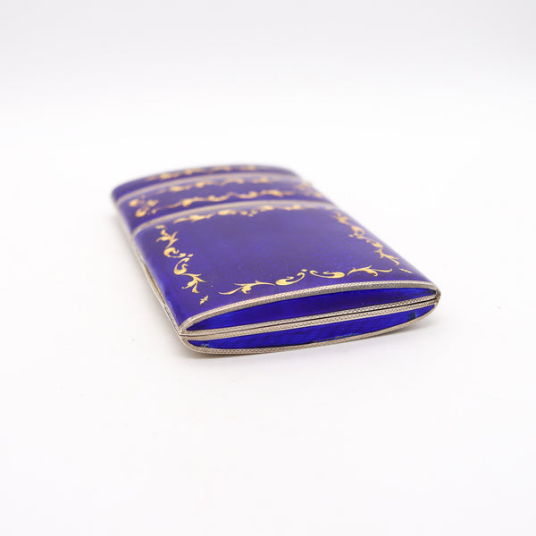 GERMAN 1920 Enameled Compendium Cigarette Case & Lighter In Sterling Silver