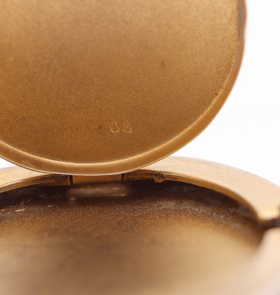 EDWARDIAN 1900 Pforzheim Guilloché Enamel Pendant Mirror-Box In .925 Sterling