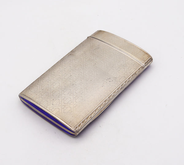 GERMAN 1920 Enameled Compendium Cigarette Case & Lighter In Sterling Silver