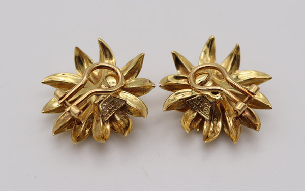 TIFFANY & CO. 1960 Leaves Earrings In 18Kt Yellow Gold With Sapphires & Diamonds
