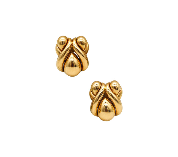 RENE BOIVIN Paris 1970 Puffed Bulbous Clips On Earrings In 18Kt Yellow Gold