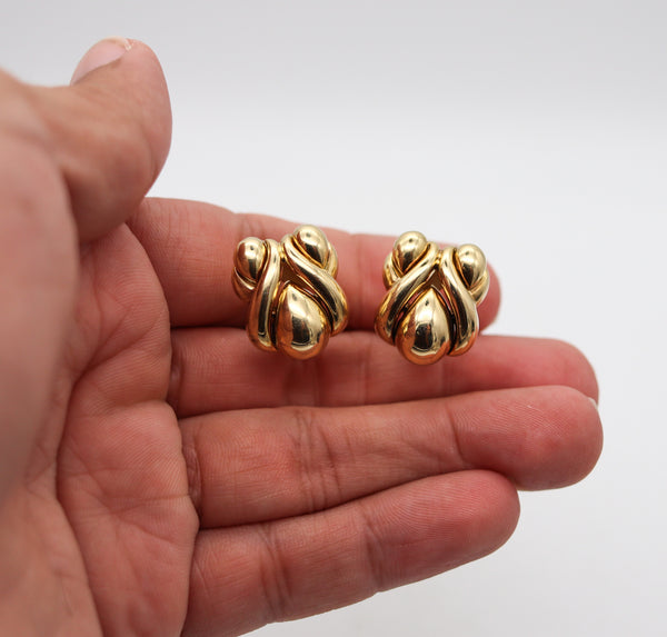 RENE BOIVIN Paris 1970 Puffed Bulbous Clips On Earrings In 18Kt Yellow Gold