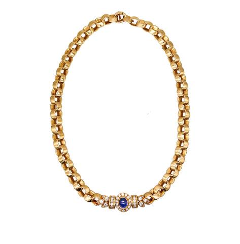 -Van Cleef & Arpels Paris Necklace In 18Kt Gold With 3.63 Ctw Diamonds And Sapphire