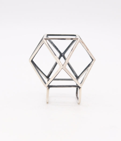 RUTH BERRIDGE 1952-1960 Architectural Three Dimensional Ring In Sterling Silver