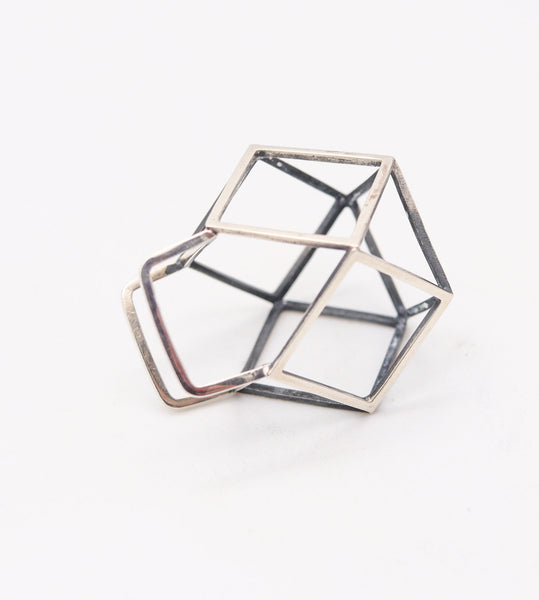 RUTH BERRIDGE 1952-1960 Architectural Three Dimensional Ring In Sterling Silver