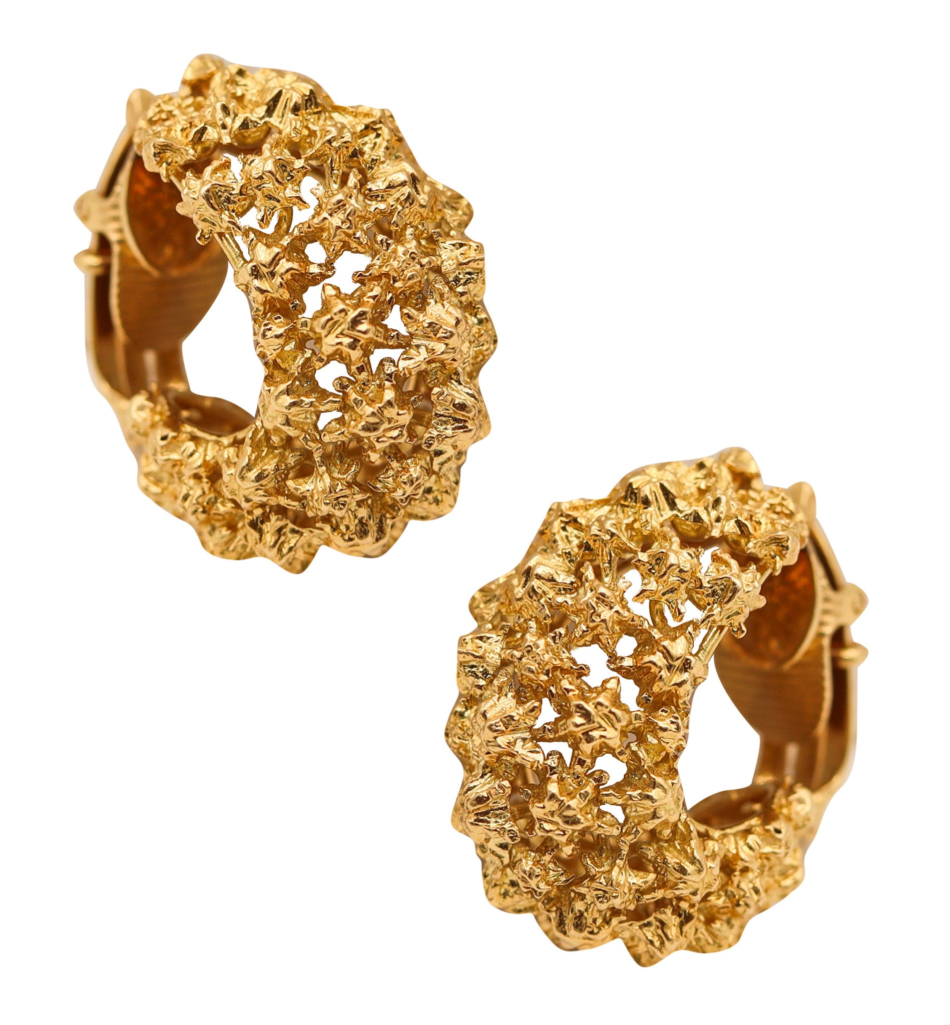 TIFFANY & CO. 1960 George Schuler Clips Hoops Earrings In 18Kt Yellow Gold