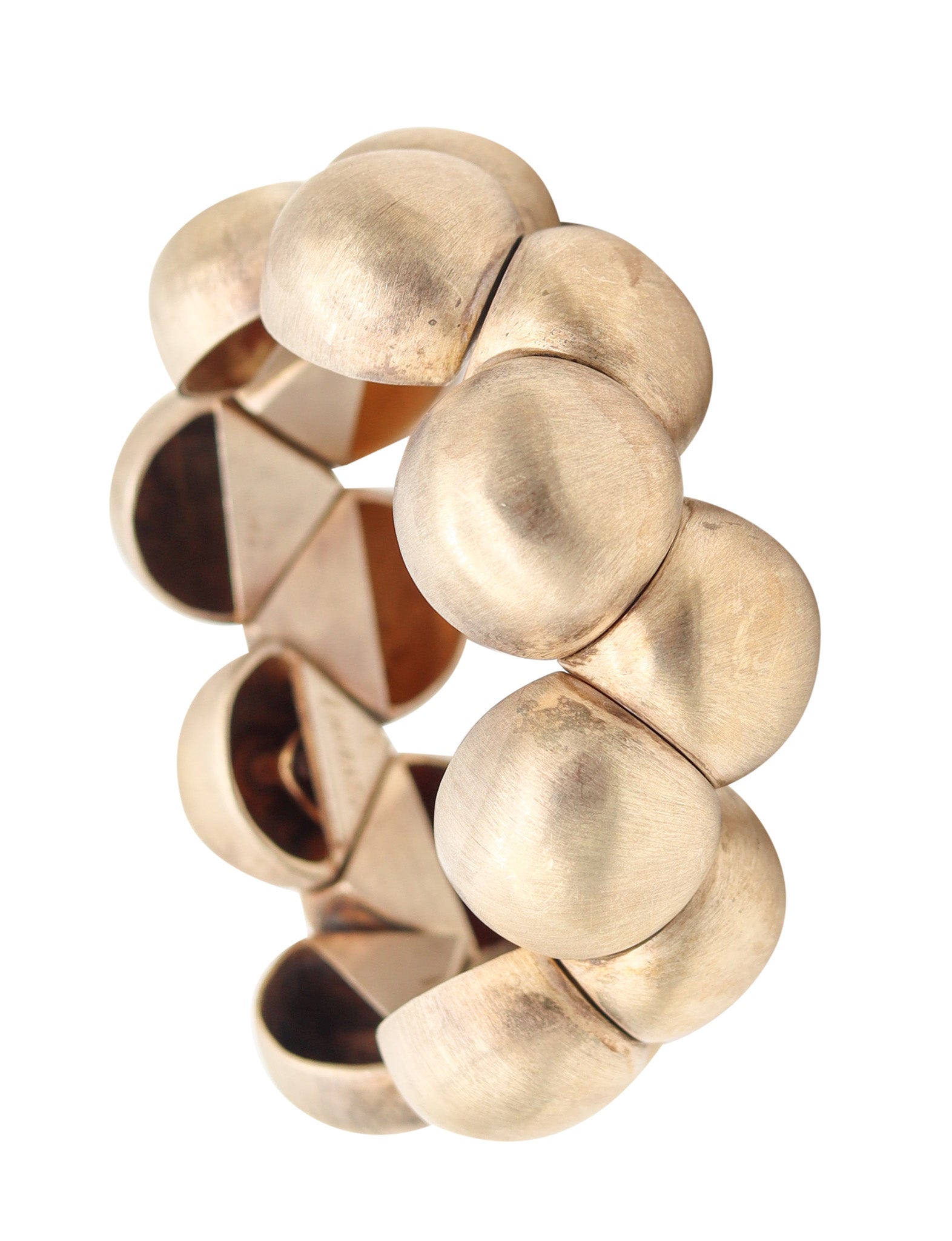 YUKIHIRO SHIBATA Modernist Flexible Bangle In .950 Sterling & Gold Vermeil