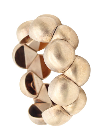 YUKIHIRO SHIBATA Modernist Flexible Bangle In .950 Sterling & Gold Vermeil