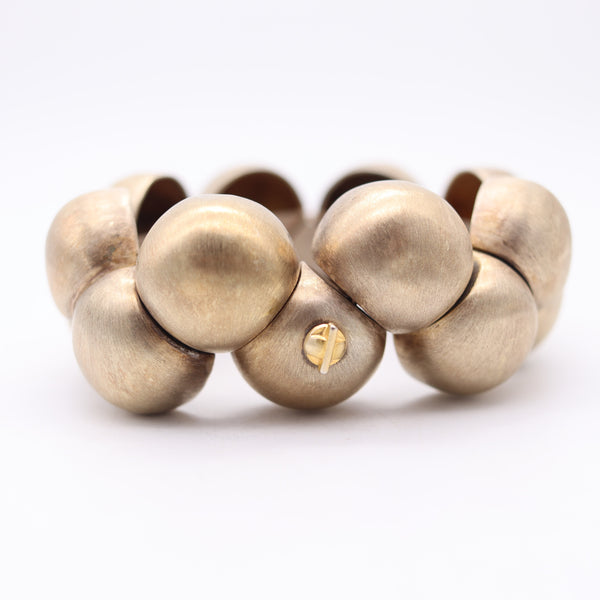 YUKIHIRO SHIBATA Modernist Flexible Bangle In .950 Sterling & Gold Vermeil