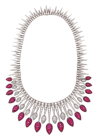 -Picchiotti Festoon Necklace In 18Kt Gold With 40.21 Ctw In Diamonds And Rubies