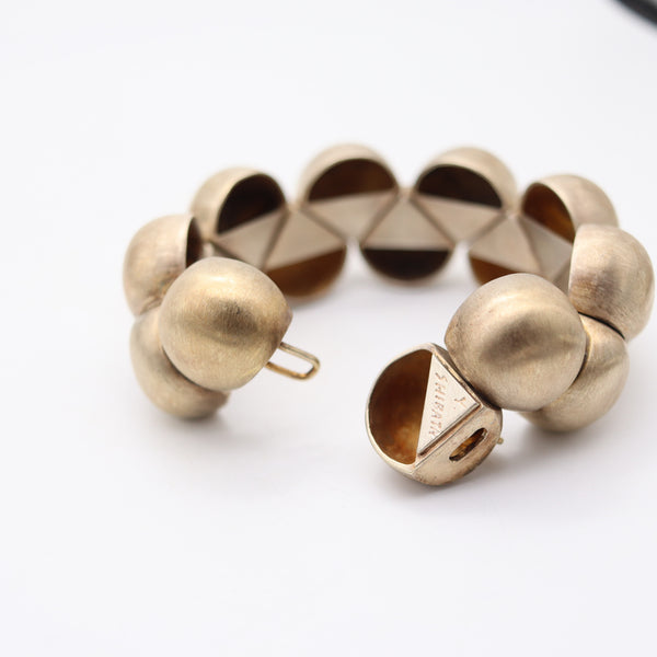 YUKIHIRO SHIBATA Modernist Flexible Bangle In .950 Sterling & Gold Vermeil