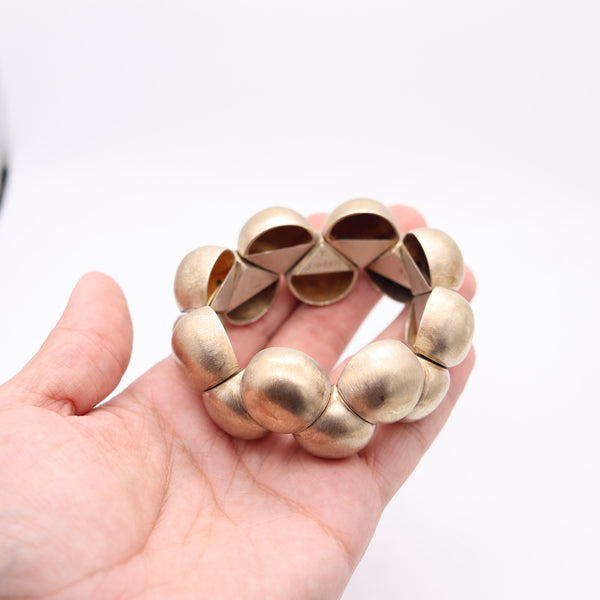 YUKIHIRO SHIBATA Modernist Flexible Bangle In .950 Sterling & Gold Vermeil