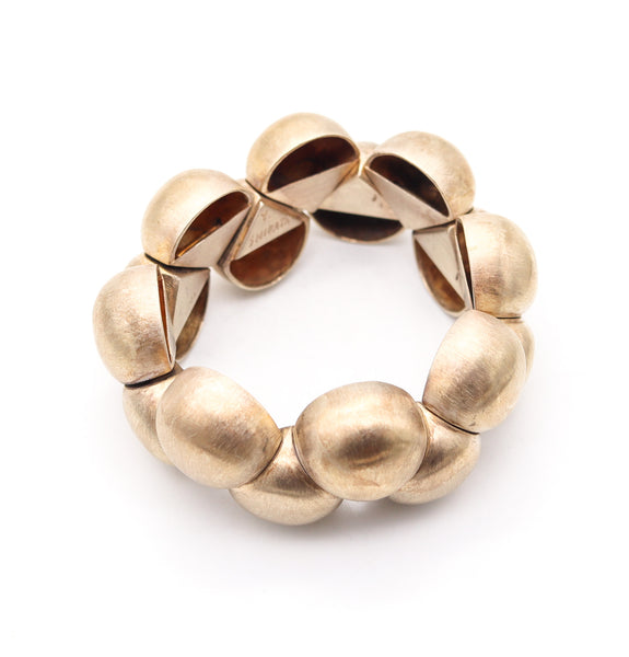 YUKIHIRO SHIBATA Modernist Flexible Bangle In .950 Sterling & Gold Vermeil