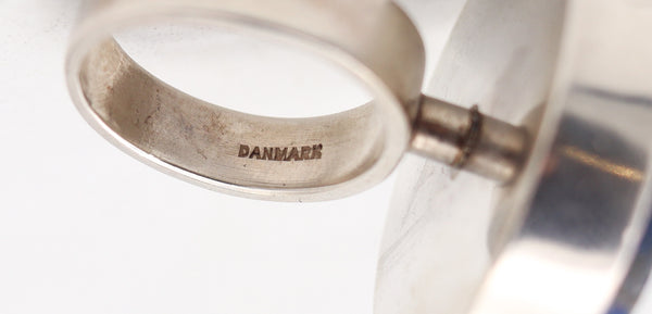 JENS POUL ASBY 1970 Denmark Sculptural Cocktail Ring In .925 Sterling With Sodalite