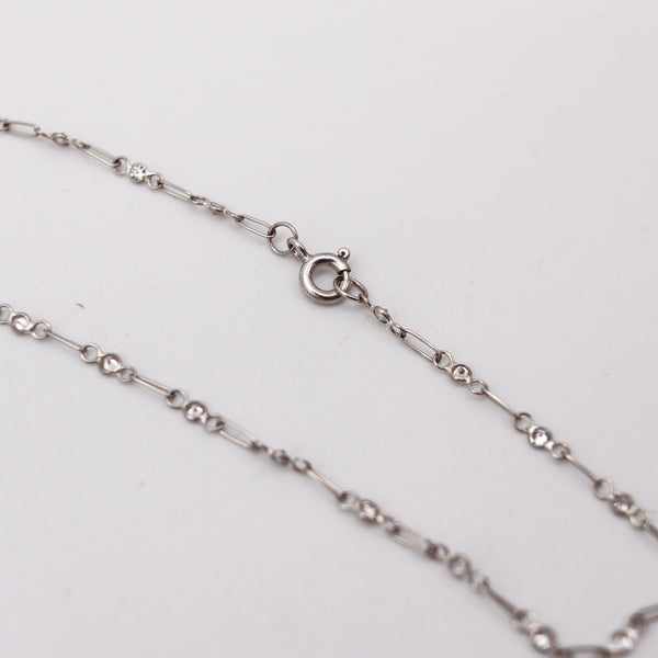 VEVER Paris 1920 Deco Platinum Necklace-Brooch With Jadeite, Diamonds & Onyx