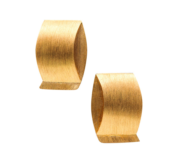 -Giampaolo Babetto 1984 Geometric Folded Earrings In Brushed 18Kt Yellow Gold