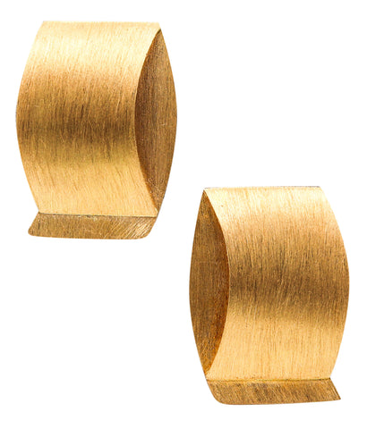 -Giampaolo Babetto 1984 Geometric Folded Earrings In Brushed 18Kt Yellow Gold