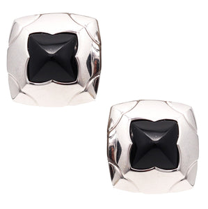 -Bvlgari Roma Pyramid Clips Earrings In 18Kt Gold With 36 Ctw Carved Black Onyx