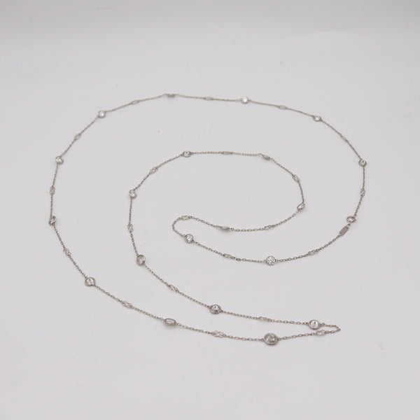 ART-DECO 1930 Diamonds Station Long Necklace In Platinum With 8.40 Ctw Diamonds