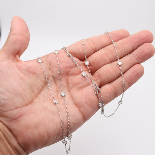 ART-DECO 1930 Diamonds Station Long Necklace In Platinum With 8.40 Ctw Diamonds