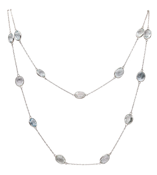 AQUAMARINES 1950 Long Station Necklace In Platinum With 72.98 Ctw Aquamarines