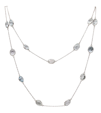 AQUAMARINES 1950 Long Station Necklace In Platinum With 72.98 Ctw Aquamarines