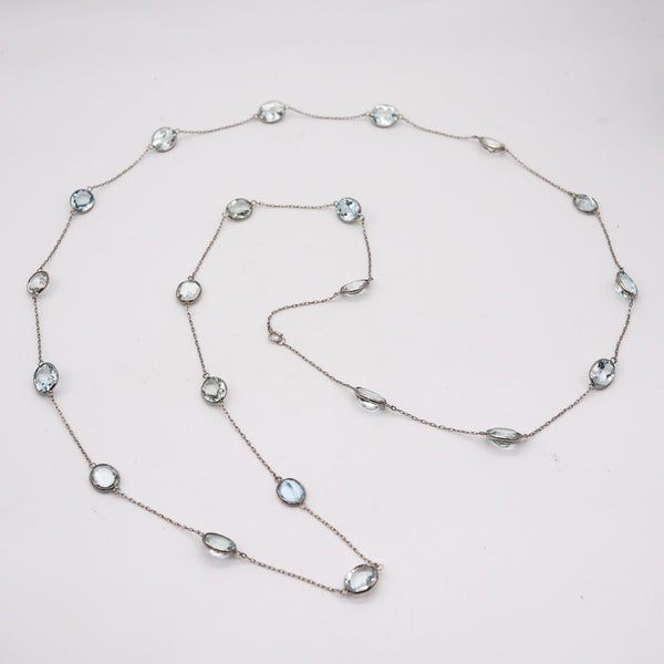 AQUAMARINES 1950 Long Station Necklace In Platinum With 72.98 Ctw Aquamarines
