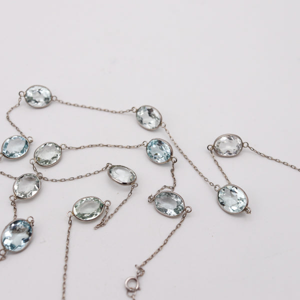 AQUAMARINES 1950 Long Station Necklace In Platinum With 72.98 Ctw Aquamarines