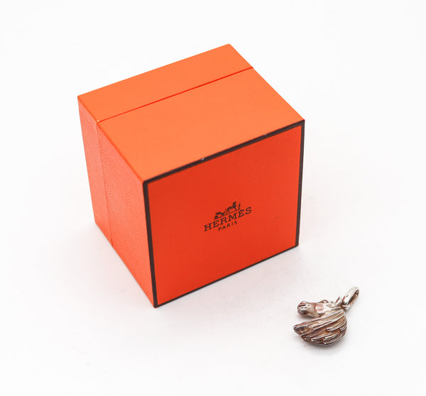 HERMES Paris 1960 Three Dimensional Sculpted Horse Head Pendant In Sterling Silver