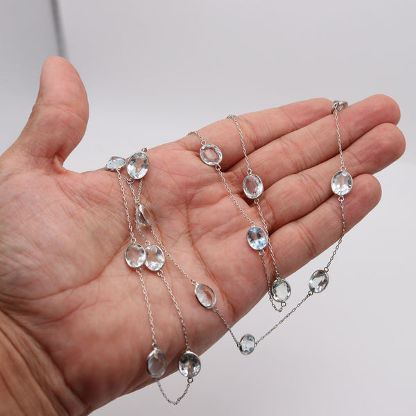 AQUAMARINES 1950 Long Station Necklace In Platinum With 72.98 Ctw Aquamarines