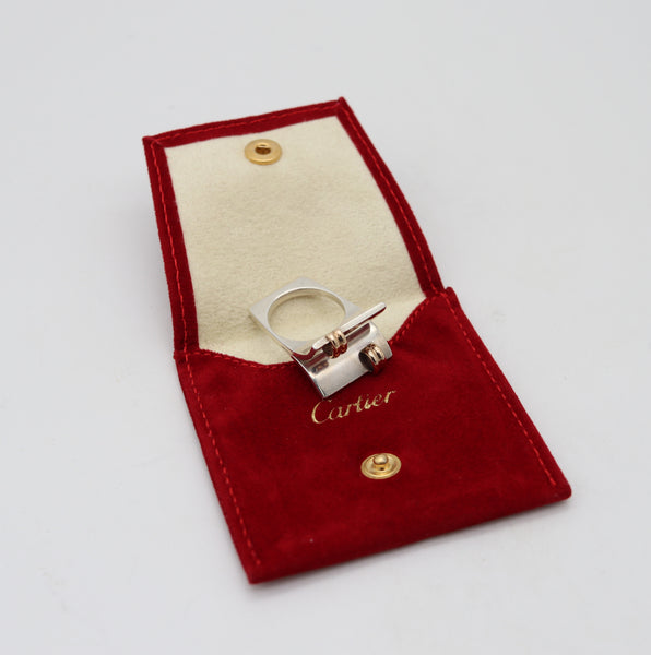 CARTIER 1970 Modernist Sculptural Ring In 14Kt Yellow Gold & Solid Sterling