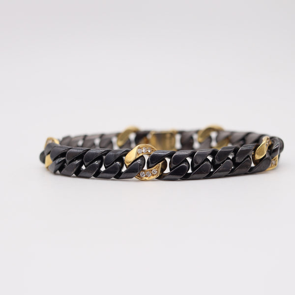 FRED Paris 1970 Two Tones Bracelet Chain In 18Kt Yellow Gold With VS Diamonds