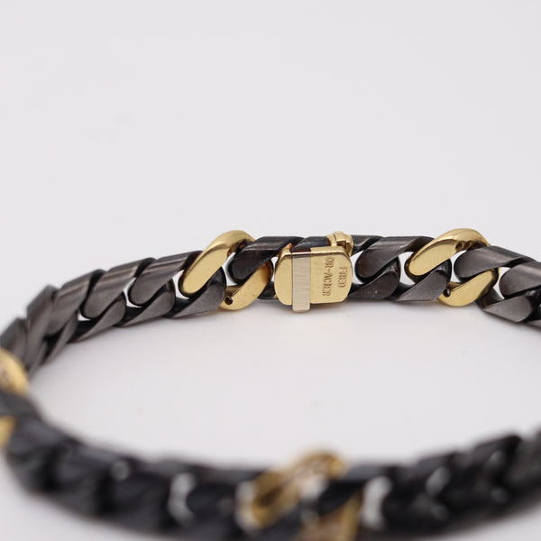 FRED Paris 1970 Two Tones Bracelet Chain In 18Kt Yellow Gold With VS Diamonds