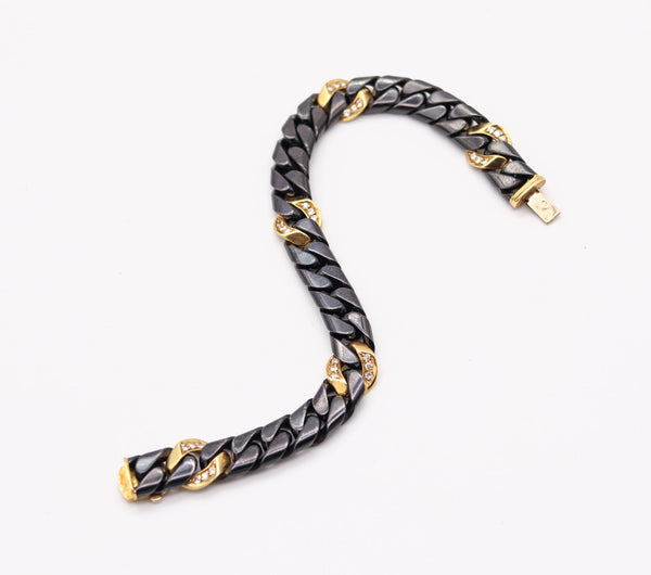 FRED Paris 1970 Two Tones Bracelet Chain In 18Kt Yellow Gold With VS Diamonds