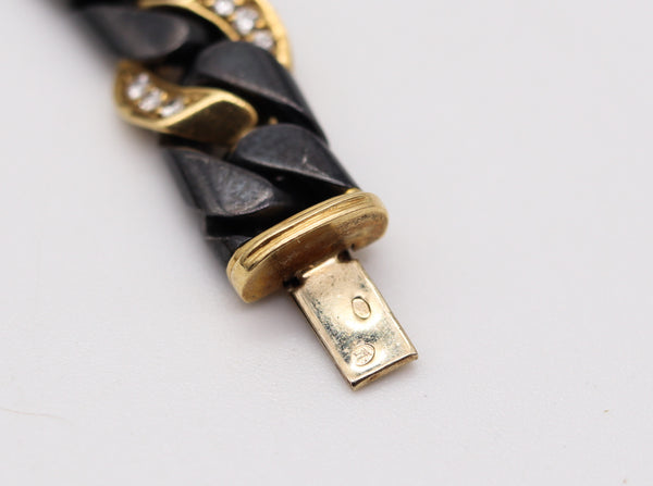 FRED Paris 1970 Two Tones Bracelet Chain In 18Kt Yellow Gold With VS Diamonds