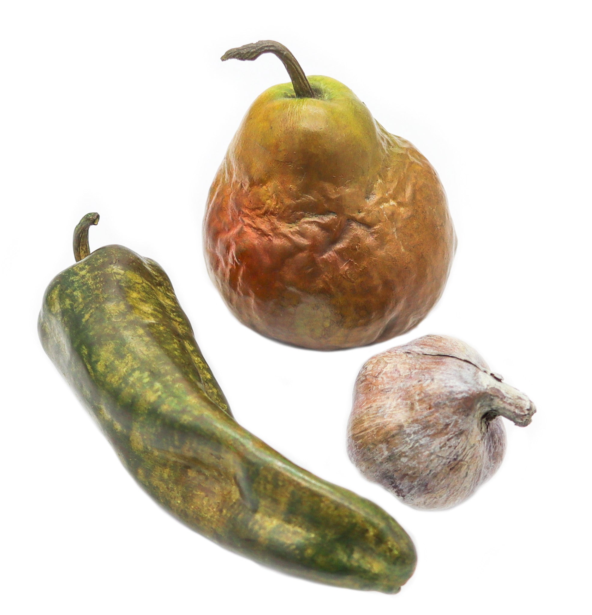 DONALD L. REED 1993 Suite Of Real Size Vegetables & Fruits In Polychromate Bronze