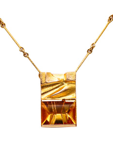 -Björn Weckström Lapponia Modernist Necklace In 14Kt Gold With Munsteiner Cut Citrine