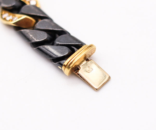 FRED Paris 1970 Two Tones Necklace Chain In 18Kt Yellow Gold & 1.98 Ctw Diamonds