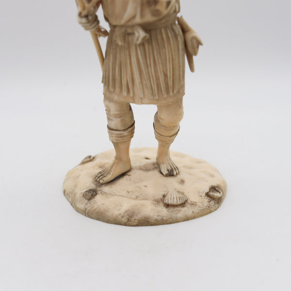 JAPAN 1890 Meiji Okimono Sculpture of a Fisherman Carved In Ivory