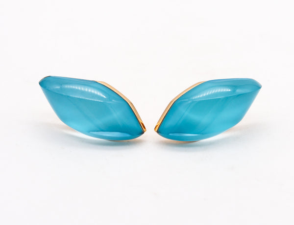 -Vhernier Milano Aladino Clip On Earrings In 18Kt Yellow Gold With Blue Quartz