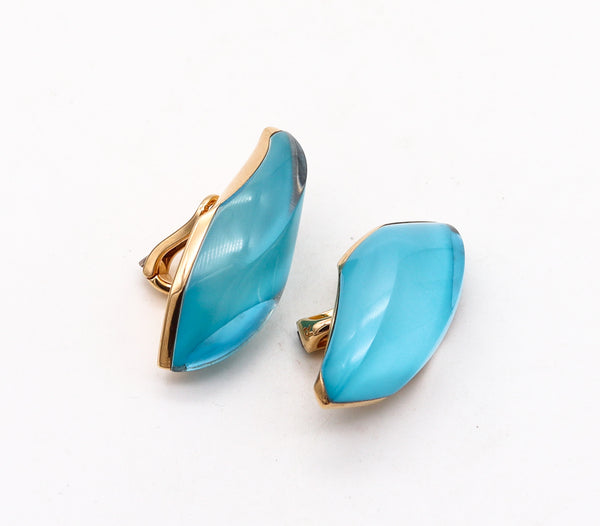 -Vhernier Milano Aladino Clip On Earrings In 18Kt Yellow Gold With Blue Quartz