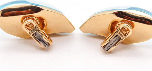 -Vhernier Milano Aladino Clip On Earrings In 18Kt Yellow Gold With Blue Quartz