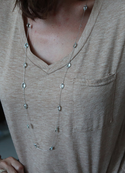 AQUAMARINES 1950 Long Station Necklace In Platinum With 72.98 Ctw Aquamarines