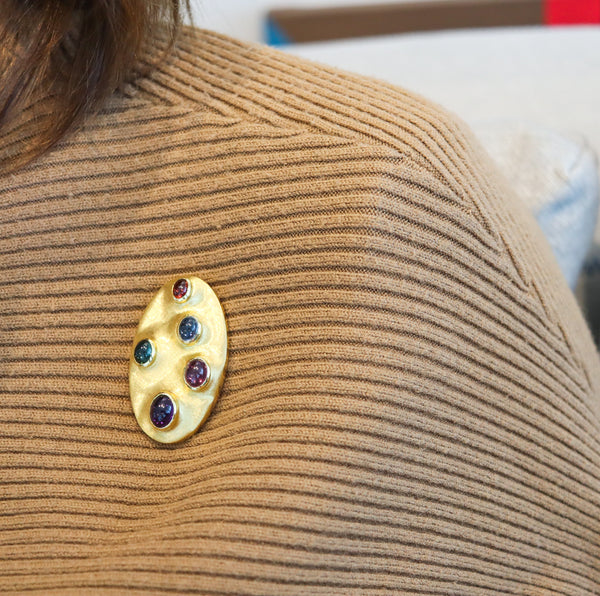 BURLE MARX 1965 Pendant-Brooch In 18Kt Yellow Gold With Vivid Color Gemstones